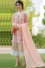SR-1220 Lawn Unstitched Embroidered 3pc Suit With Bamber Chiffon Embroidered Dupatta