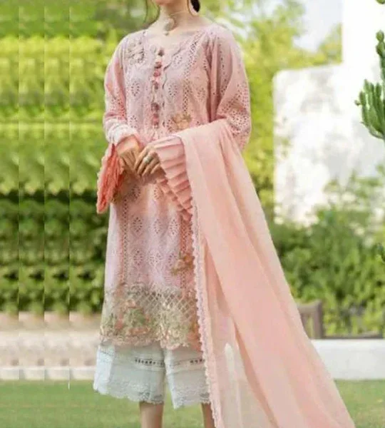 SR-1220 Lawn Unstitched Embroidered 3pc Suit With Bamber Chiffon Embroidered Dupatta