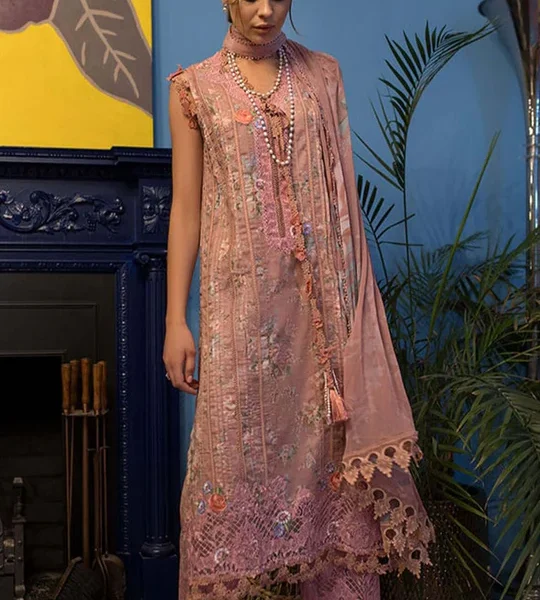 3pc Unstitched Digital Printed Lawn Suit With Silk Digital Printed Dupatta & Embroidered Laces