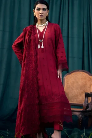 SR-MO24 Chikenkari Embroidered Lawn 3Pc Suit With Lawn Embroidered Dupatta