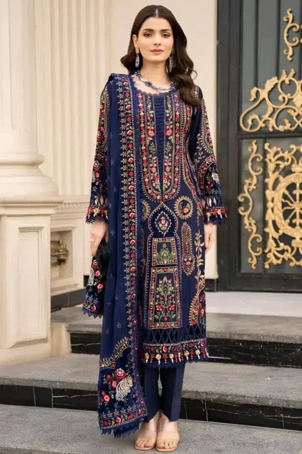 SR-MB965 Unstitched Embroidered Dhanak Wool Suit With Embroidered Dhanak Shawl