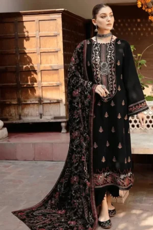 SR-RM650 Unstitched Heavy Embroidered Dhanak Suit With Embroidered Dhanak Shawl