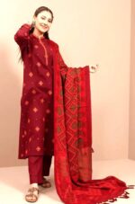 SR-750 Unstitched Embroidered Dhanak Suit Printed Woolen Shawl