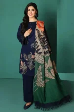 SR-NS195 Unstitched Fully Embroided Dhanak Suit With Wool Shawl
