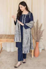 SR-MB830 Unstitched Fully Embroided Dhanak Suit With Wool Shawl