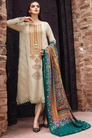 SR-RM670 Dhanak Embroidered Suit With Digital Printed Wool Shawl