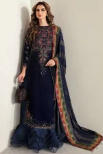 SR-995 Embroidered 9000 Micro Velvet 3Pc With Embroidered Chiffon Dupatta