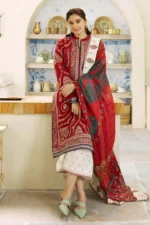 SR-ZS55 Unstitched Fully Embroided Dhanak Suit With Wool Shawl