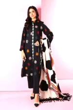 SR-NS1085 Unstitched Embroidered Dhanak Suit With Woolen Printed Shawl