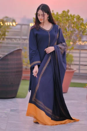 SR-1145 3Pc Unstitched Dhanak Suit with Printed Wool Shawl