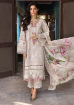 SR-EL12 Lawn Unstitched 3pc Fully Embroidered Suit With Silk Printed Dupatta