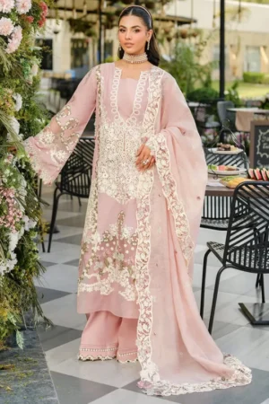 SR-EL2710 Lawn Unstitched Embroidered 3pc Suit With Cotton Net Embroidered Dupatta