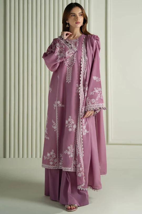 SR-CS900 Unstitched Heavy Embroidered Lawn Suit With Embroidered Lawn Dupatta