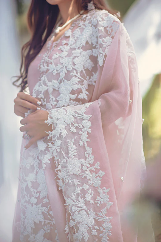 SR-90 Unstitched Lawn Embroided 3pc With Organza Embroidered Dupatta