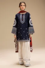 SR-RR610 Unstitched Fully Embroidered Lawn Suit With Digital Printed Monar Dupatta