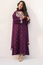 SR-PZ97333 Unstitched Embroidered Lawn Suit 3pc With Bamber Chiffon Embroidered Dupatta