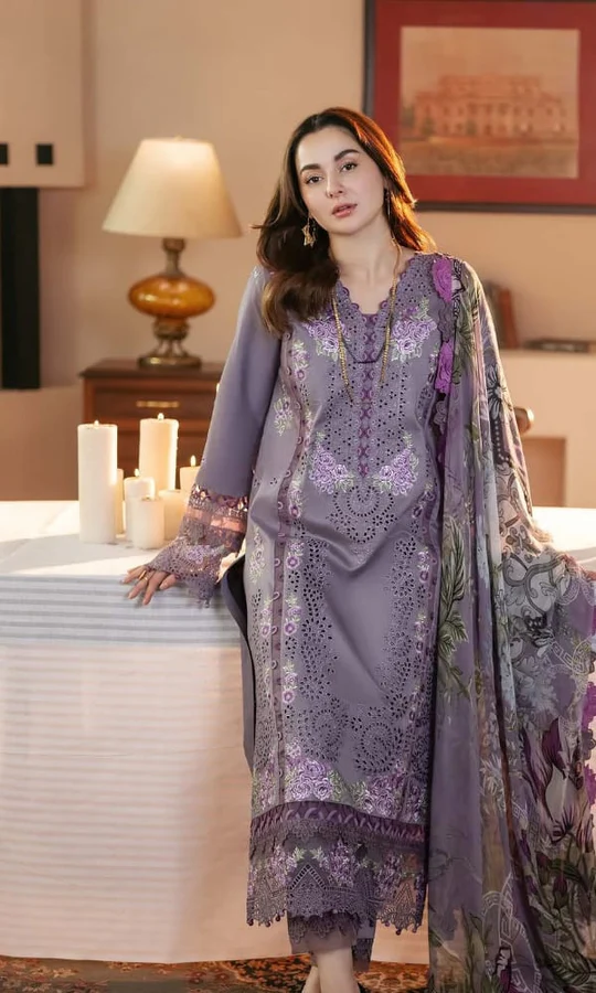 SR-JD2680 Lawn Unstitched Embroidered 3pc Suit With Lawn Digital Printed Dupatta