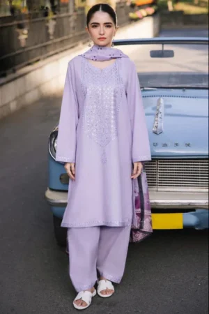 SR-ZS2625 Lawn Unstitched 3pc Embroidered Suit With Digital Printed Poly Lawn Dupatta